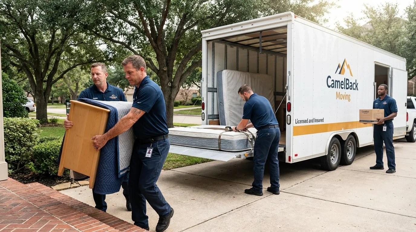 Crew loading residential truck for cross-state move from Carrollton, MS