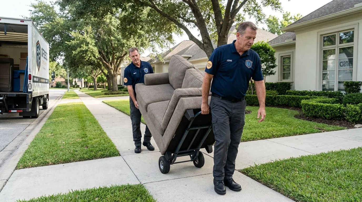 Local residential moving crew loading furniture in Carrollton, MS